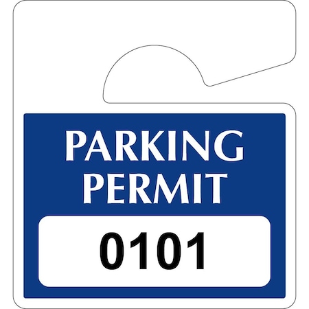 Lustre-Cal Laminated Hanging Parking Permit Dark Blue 3in x 2.75in  30mil Plastic Serialized 101-150, 50PK 253813301Bd0101